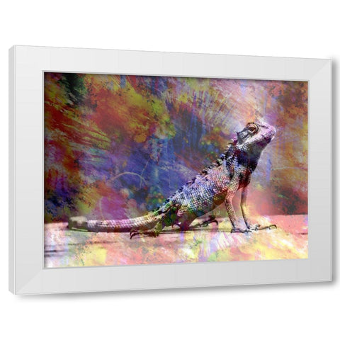 Hello Geco White Modern Wood Framed Art Print by Lewis, Sheldon