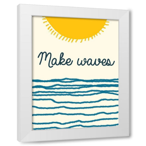 Waves White Modern Wood Framed Art Print by Lewis, Sheldon