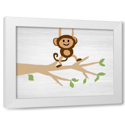 Monkey Around White Modern Wood Framed Art Print by Lewis, Sheldon