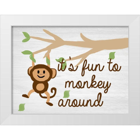 Monkey Around 2 White Modern Wood Framed Art Print by Lewis, Sheldon