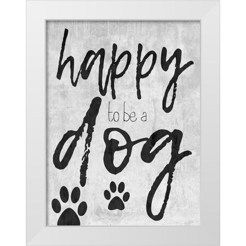 Happy Dog White Modern Wood Framed Art Print by Lewis, Sheldon