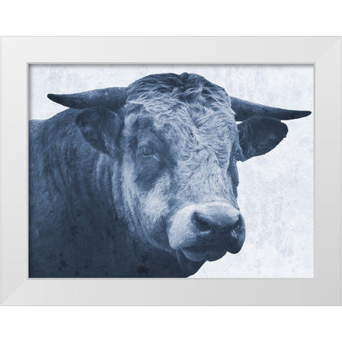 Tone And Tonal Bull White Modern Wood Framed Art Print by Lewis, Sheldon