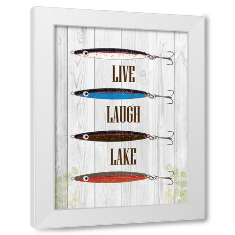 Live Laugh Lake White Modern Wood Framed Art Print by Lewis, Sheldon