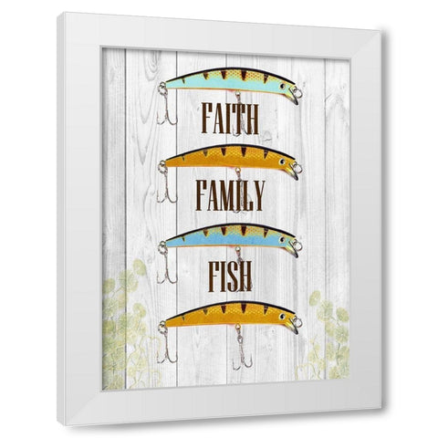 Faith Family Fish White Modern Wood Framed Art Print by Lewis, Sheldon