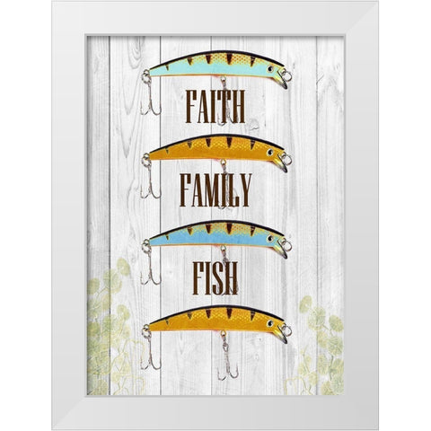 Faith Family Fish White Modern Wood Framed Art Print by Lewis, Sheldon