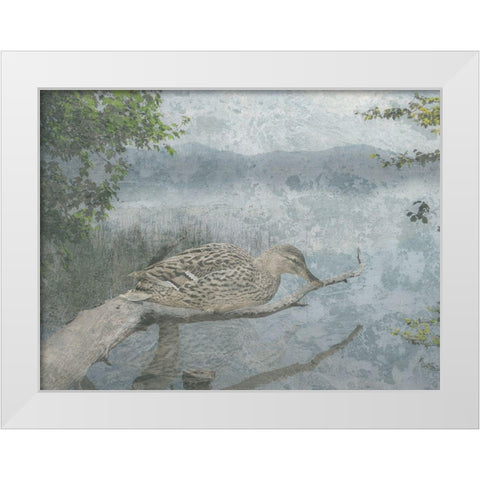 Sitting Duck White Modern Wood Framed Art Print by Lewis, Sheldon