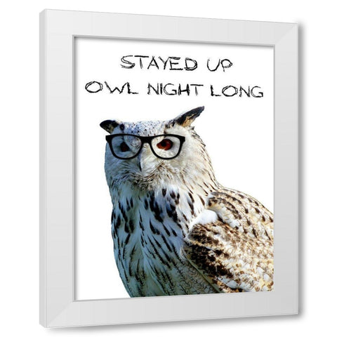 Owl Night White Modern Wood Framed Art Print by Lewis, Sheldon