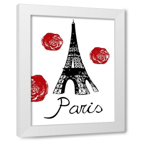 Red Paris White Modern Wood Framed Art Print by Lewis, Sheldon