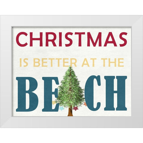 Christmas At The Beach White Modern Wood Framed Art Print by Lewis, Sheldon