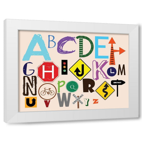Street Talk White Modern Wood Framed Art Print by Lewis, Sheldon