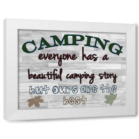 Camping Story White Modern Wood Framed Art Print by Lewis, Sheldon