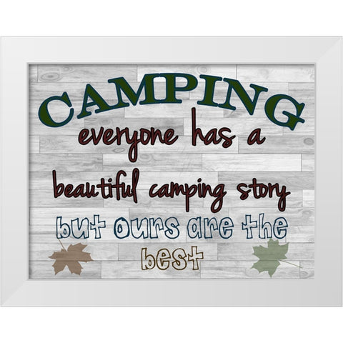 Camping Story White Modern Wood Framed Art Print by Lewis, Sheldon