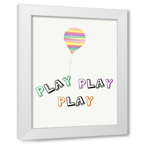 Play Play Play White Modern Wood Framed Art Print by Lewis, Sheldon