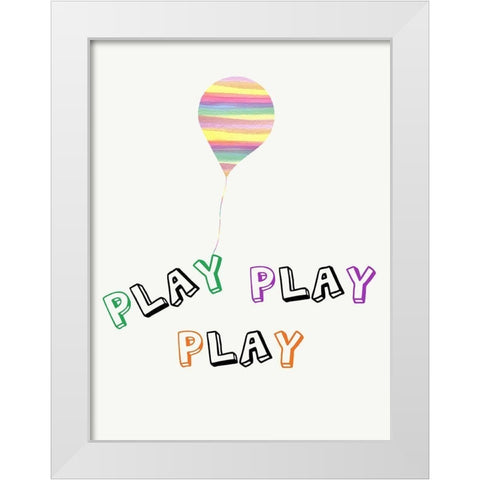 Play Play Play White Modern Wood Framed Art Print by Lewis, Sheldon