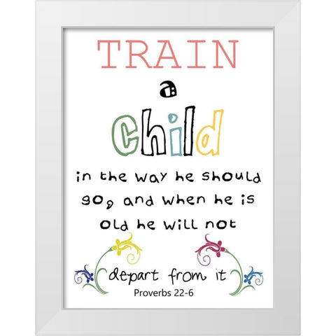 Train A Child White Modern Wood Framed Art Print by Lewis, Sheldon