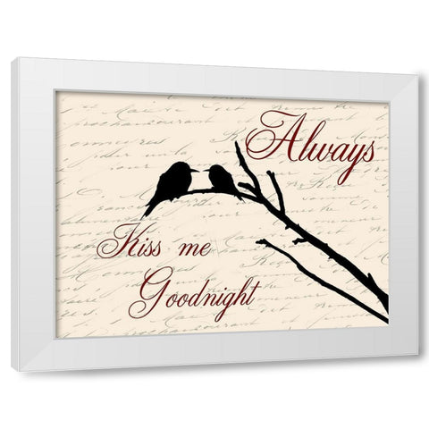 Always Kiss Me White Modern Wood Framed Art Print by Lewis, Sheldon