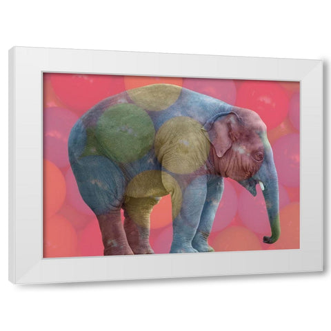 Playpen Elephant White Modern Wood Framed Art Print by Lewis, Sheldon