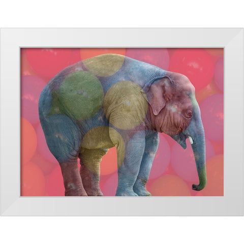 Playpen Elephant White Modern Wood Framed Art Print by Lewis, Sheldon