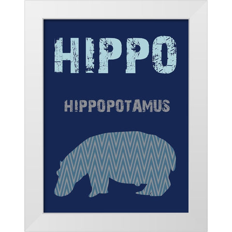 Hippo White Modern Wood Framed Art Print by Lewis, Sheldon
