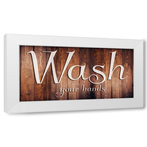 Wash Your Hands White Modern Wood Framed Art Print by Lewis, Sheldon