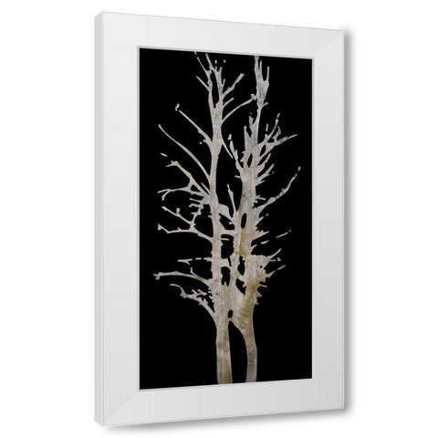 Twin Twigs White Modern Wood Framed Art Print by Lewis, Sheldon