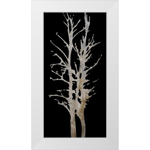Twin Twigs White Modern Wood Framed Art Print by Lewis, Sheldon