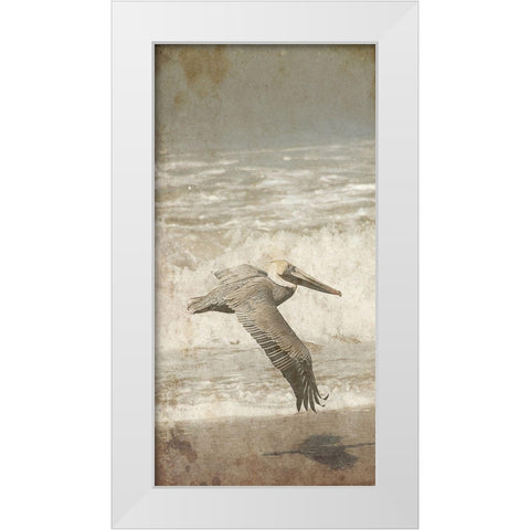 Fly By The Coast White Modern Wood Framed Art Print by Lewis, Sheldon