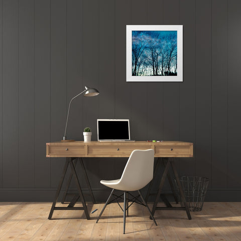 Blue Mountain White Modern Wood Framed Art Print by Lewis, Sheldon