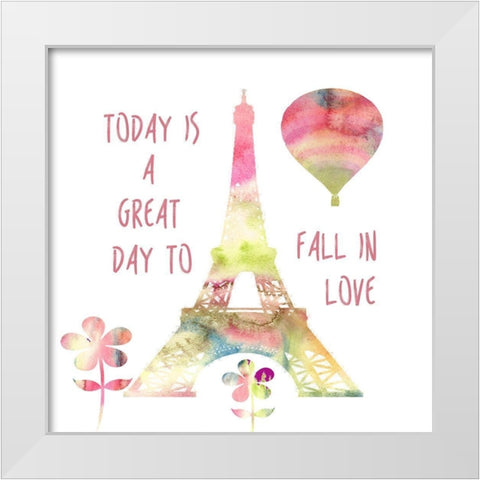 Fall In Love White Modern Wood Framed Art Print by Lewis, Sheldon