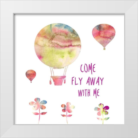 Fly Away White Modern Wood Framed Art Print by Lewis, Sheldon