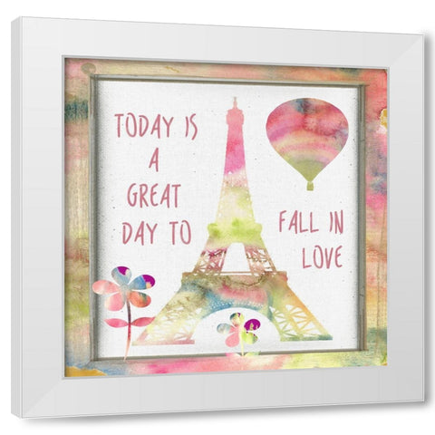 Fall In Love White Modern Wood Framed Art Print by Lewis, Sheldon