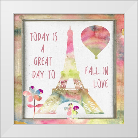 Fall In Love White Modern Wood Framed Art Print by Lewis, Sheldon