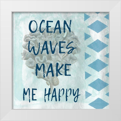 Waves White Modern Wood Framed Art Print by Lewis, Sheldon