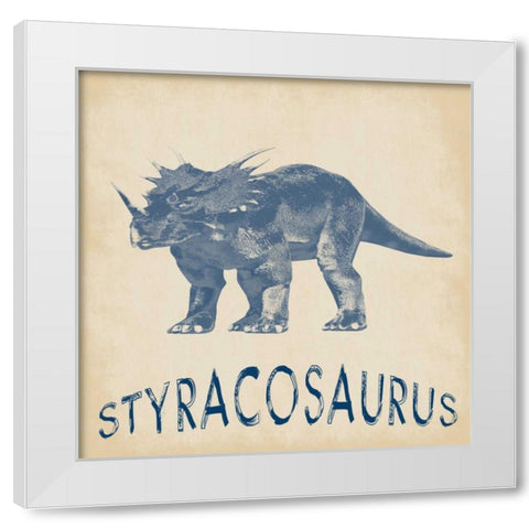 Styracosaurus Dino White Modern Wood Framed Art Print by Lewis, Sheldon