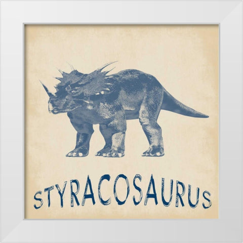 Styracosaurus Dino White Modern Wood Framed Art Print by Lewis, Sheldon