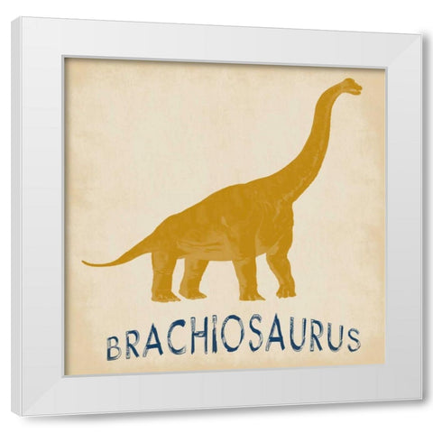 Brachiosaurus Dino White Modern Wood Framed Art Print by Lewis, Sheldon