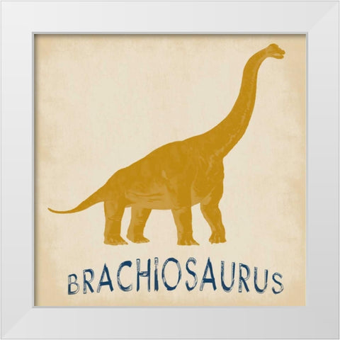 Brachiosaurus Dino White Modern Wood Framed Art Print by Lewis, Sheldon