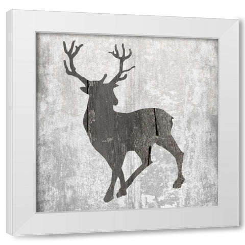 Buck Hunt Gray White Modern Wood Framed Art Print by Lewis, Sheldon
