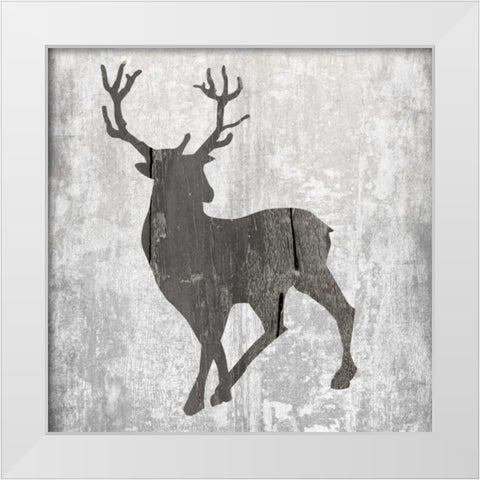 Buck Hunt Gray White Modern Wood Framed Art Print by Lewis, Sheldon