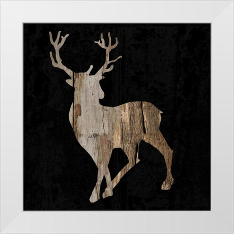 Buck Hunt Silhouette White Modern Wood Framed Art Print by Lewis, Sheldon