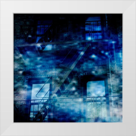 Midnight Blues White Modern Wood Framed Art Print by Lewis, Sheldon