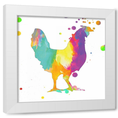 Bubbly Rooster White Modern Wood Framed Art Print by Lewis, Sheldon