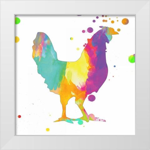Bubbly Rooster White Modern Wood Framed Art Print by Lewis, Sheldon