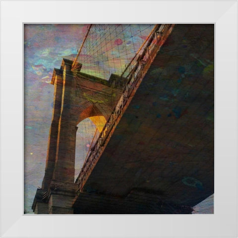 Magic Under The BKLN BRDG White Modern Wood Framed Art Print by Lewis, Sheldon