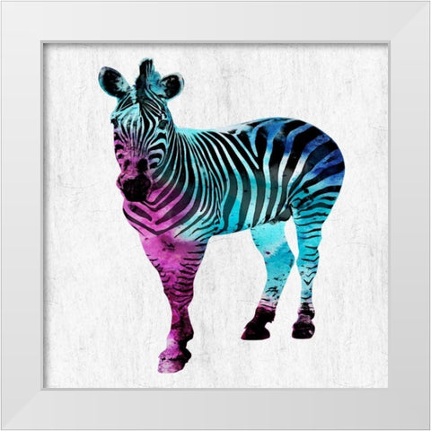 Zebra Elegance White Modern Wood Framed Art Print by Lewis, Sheldon