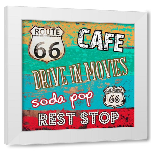 Route 66 Luxuries White Modern Wood Framed Art Print by Lewis, Sheldon