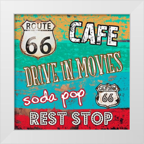 Route 66 Luxuries White Modern Wood Framed Art Print by Lewis, Sheldon