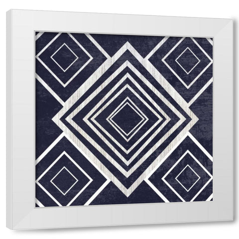 Indigo Geometrical Gem 1 White Modern Wood Framed Art Print by Lewis, Sheldon
