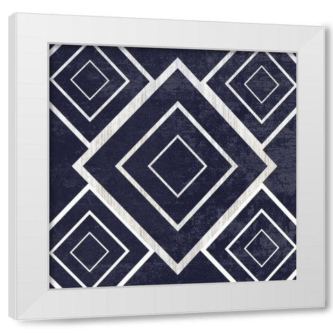 Indigo Geometrical Gem 2 White Modern Wood Framed Art Print by Lewis, Sheldon