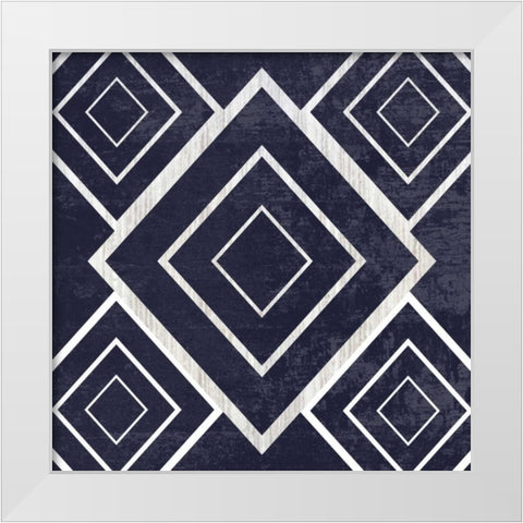 Indigo Geometrical Gem 2 White Modern Wood Framed Art Print by Lewis, Sheldon